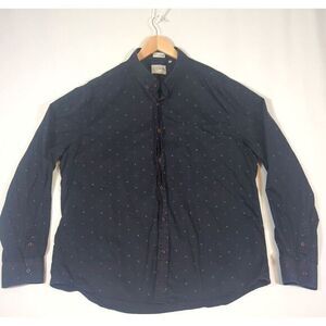 Vintage 7 Diamonds Shirt Mens 3XL Blue‎ Sweet Machine Geometric AOP Long Sleeve